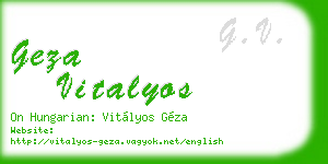 geza vitalyos business card